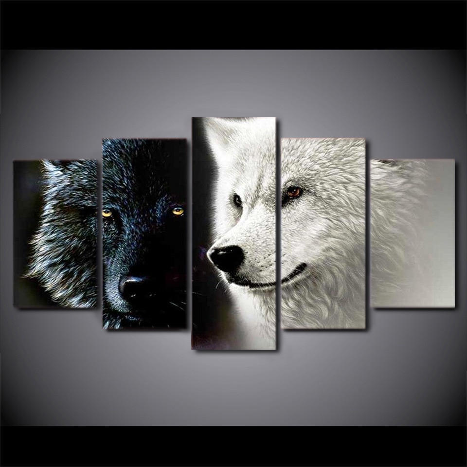 Cuadro Pareja de Lobos blanco y negro • Cuadros Tabloide
