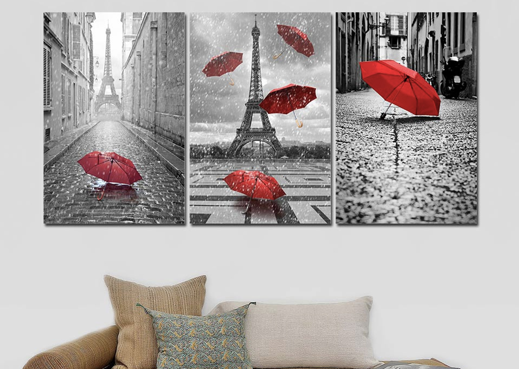 Paris et parapluies Tableau Paris Tableau Ville Tableau Vintage