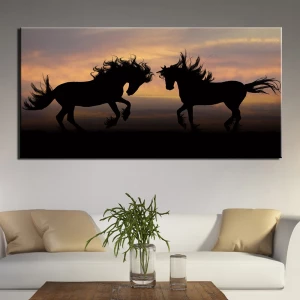 Tableau ombre duel de chevaux Tableau Cheval Tableau Animaux Type: Impression sur toile