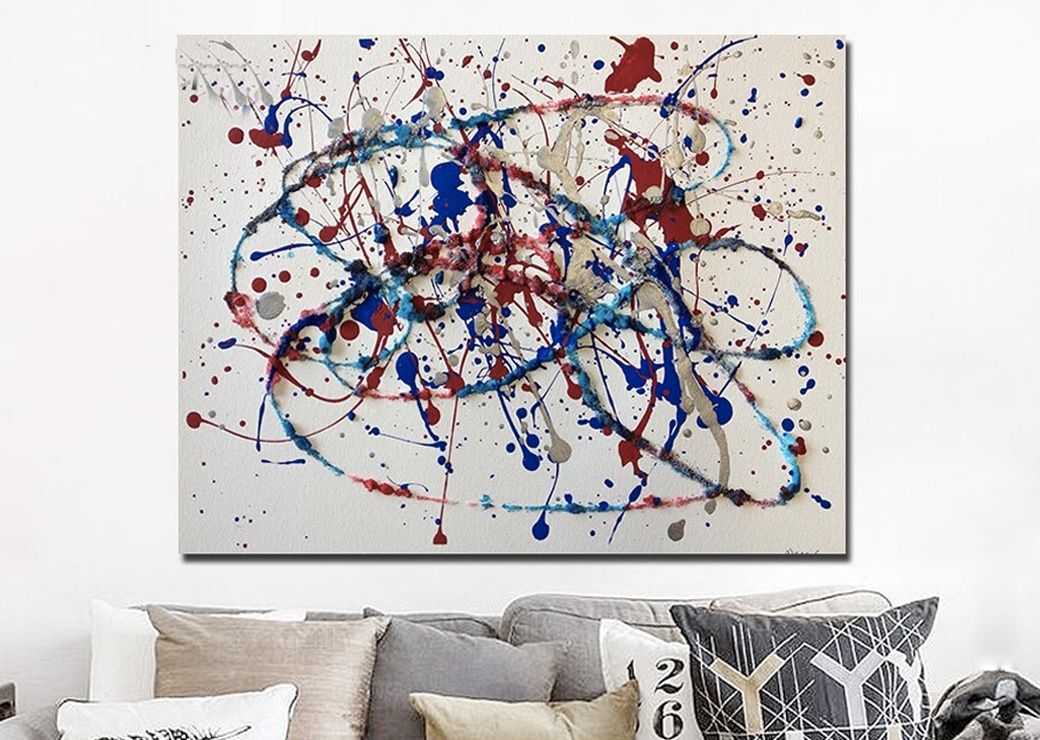 Tableau jets de couleurs abstrait