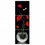 Tableau fleurs rouges vase
