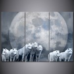 Tableau meute de loup à la pleine lune Tableau Animaux Tableau Loup