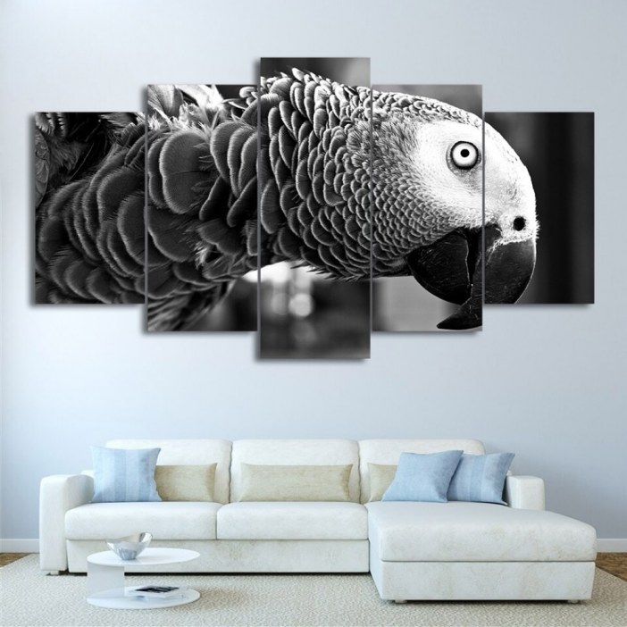 Tableau perroquet noir et blanc Tableau Animaux Tableau Oiseau