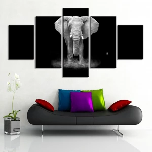 Tableau éléphant sur fond noir