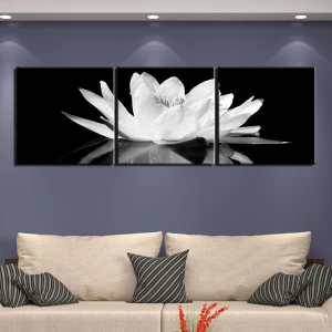 Tableau fleur de lotus noir et blanc