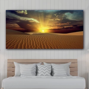 Tableau Coucher de soleil dans le désert horizontal Tableau Nature Tableau Paysage
