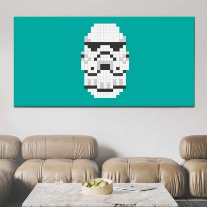Cuadro Casco de Stormtrooper en pixel art