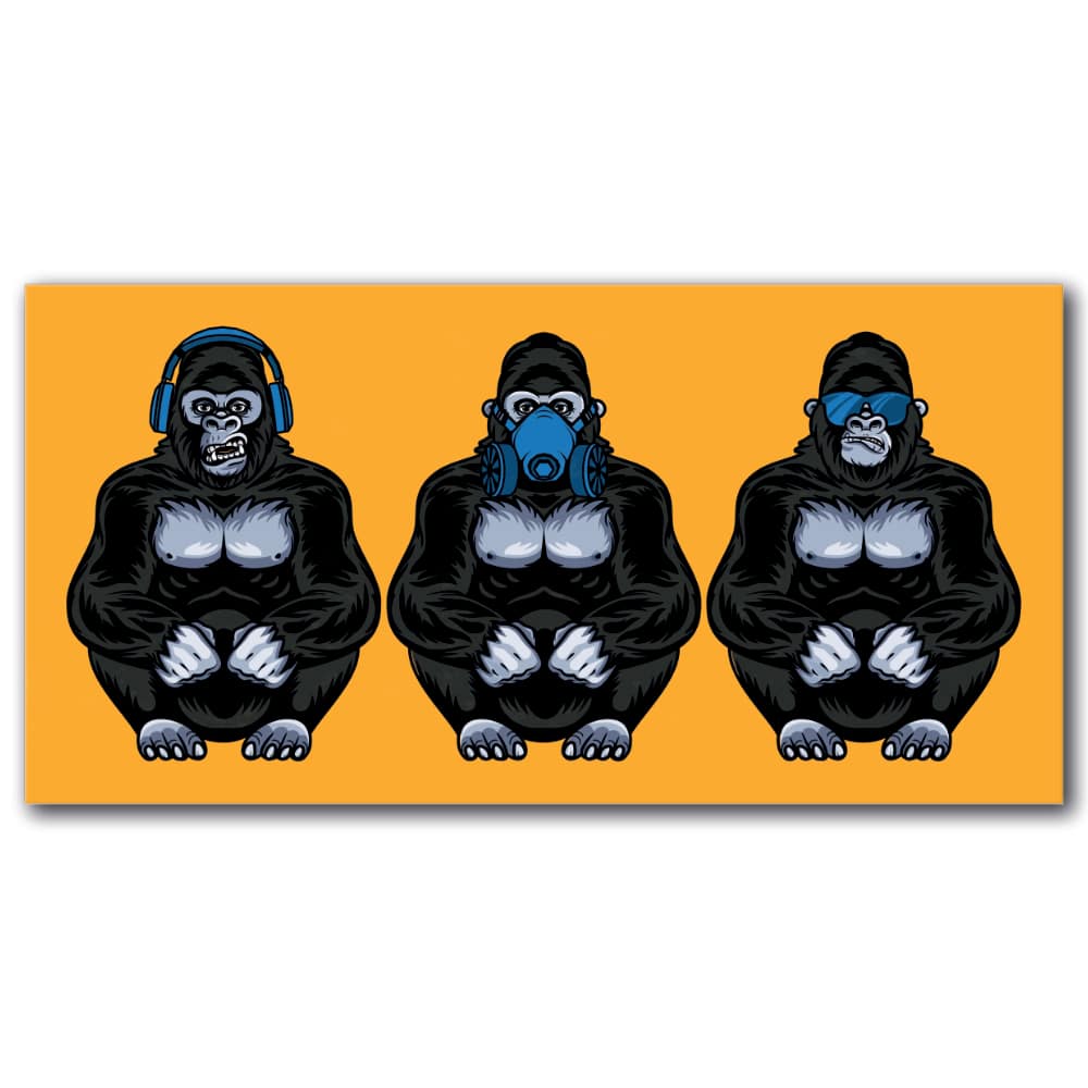Tableau Trois singes sages modernes horizontal Tableau Animaux Tableau Singe taille: XXS|XS|S|M|L|XL|XXL
