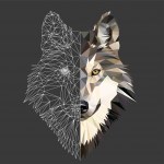 Tableau tête de loup géométrique Tableau Animaux Tableau Loup format: Horizontal