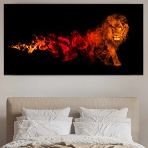 Tableau Lion en feu