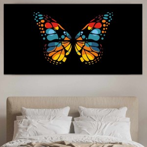 Tableau Papillon multicolore sur fond noir