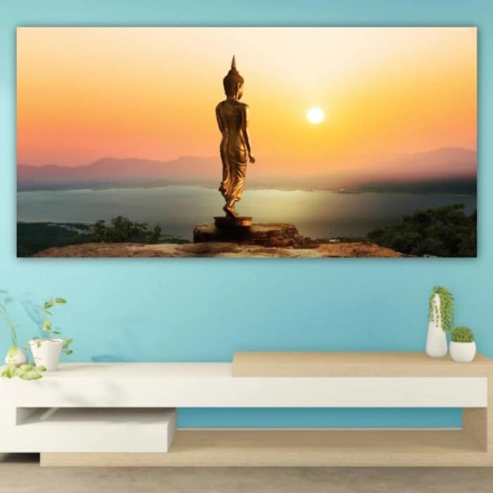 Cuadro Buda frente a la puesta de sol