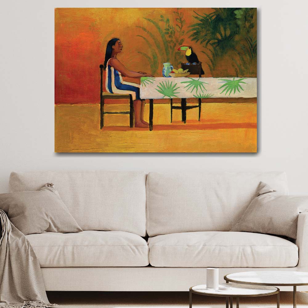 Tableau Gauguin, un Toucan à ma table