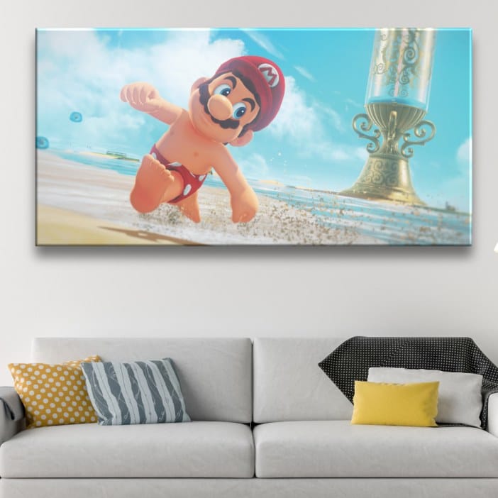 Cuadro Super Mario en la playa