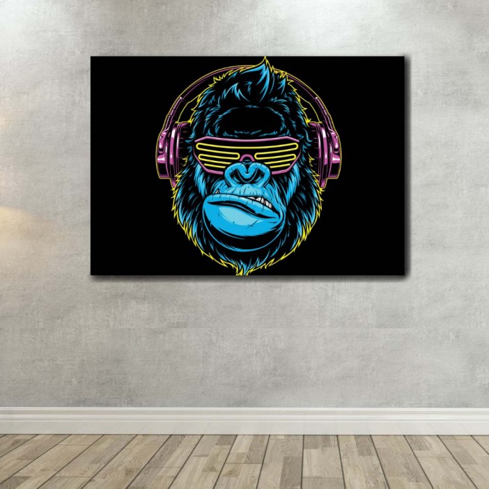 Cuadro Mono pop art escuchando música