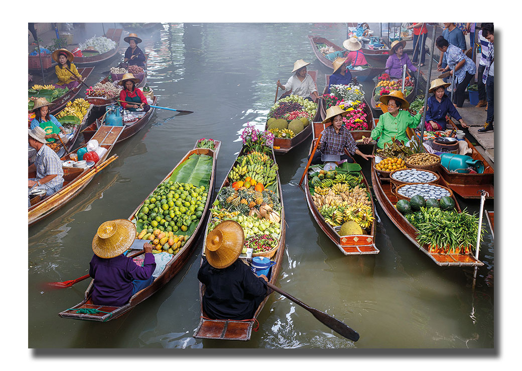 Tableau Thaïlande marché flottant Tableau Thaïlandais Tableau Monde format: Horizontal