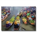 Tableau Thaïlande marché flottant Tableau Thaïlandais Tableau Monde format: Horizontal