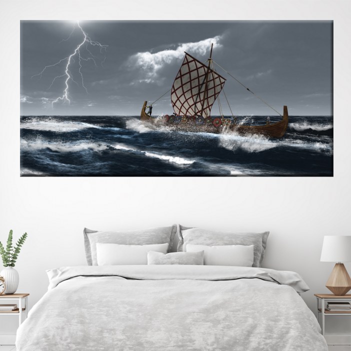 Cuadro Vikingos en una tormenta en el mar
