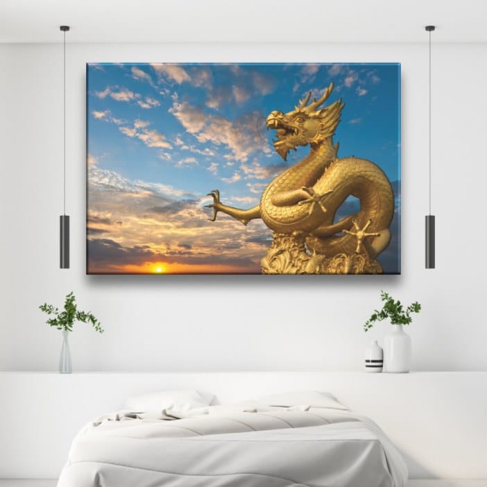Cuadro Dragón oriental en oro
