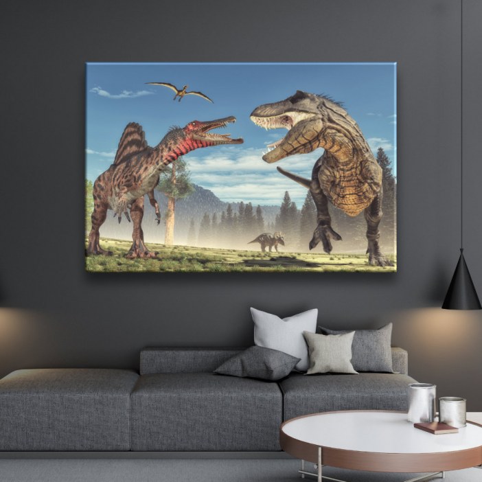 Cuadro Dinosaurio T-Rex con spinosaurus