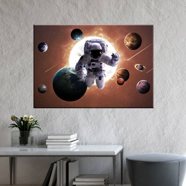 Cuadro Astronauta en el sistema solar