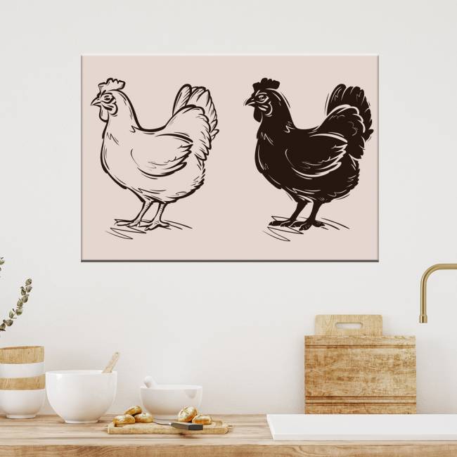 Cuadro Dibujo de gallinas