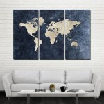 Carte du monde bleu denim