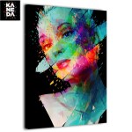 Tableau visage femme bleue multicolore Tableau Femme Tableaux originaux taille: S