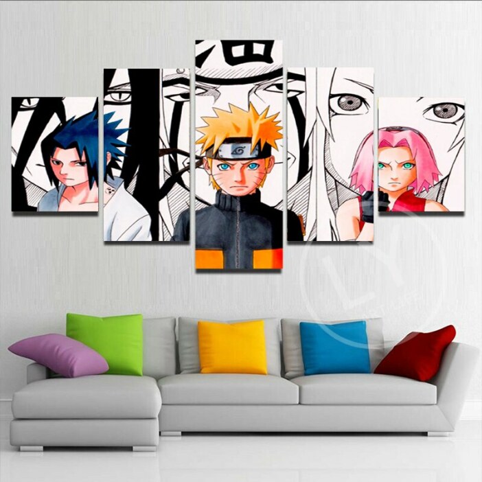 Naruto – 5 panneaux, impression sur toile, Naruto Uzumarki Haruno Sakura Uchiha Sasuke, affiche de personnage, décor mural pour la maison Uncategorized couleur: Multicolore