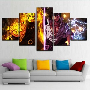 Peinture sur toile avec 5 panneaux Naruto et Uchiha Sasuke, affiches et imprimés d&rsquo;art mural pour décoration de salon moderne Uncategorized b69a2031f5475bad48ac93: 20x35 20x45 20x55cm