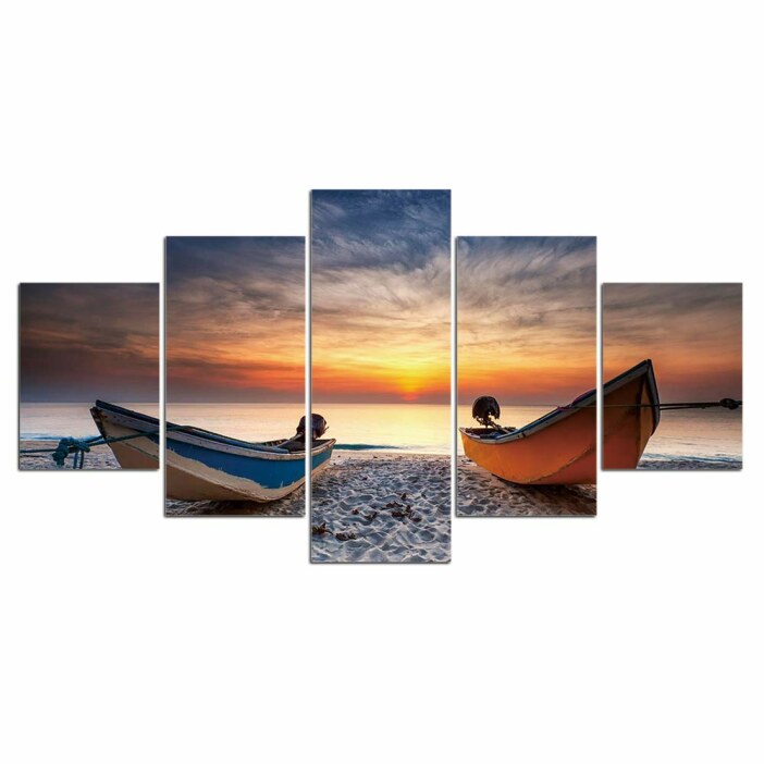 Tableau 2 barques sur la plage