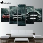 Tableau 3 voitures sous la pluie