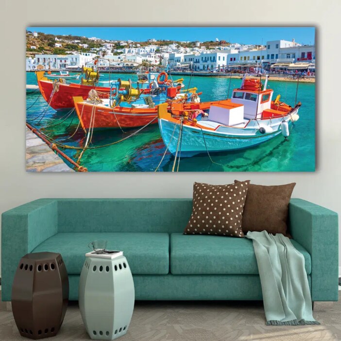 Tableau Bateaux en Grèce Tableau Bateau Tableaux originaux