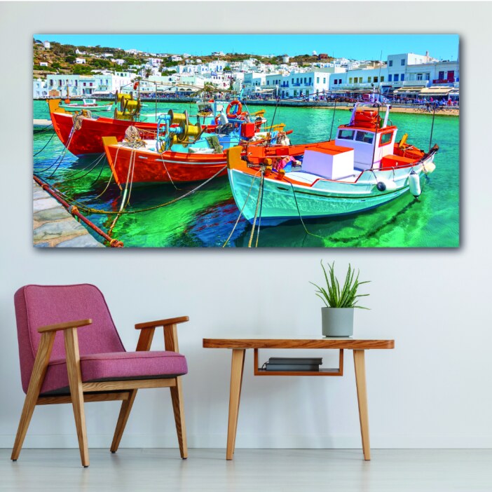 Tableau Bateaux en Grèce Tableau Bateau Tableaux originaux taille: XXS