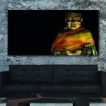 Tableau Bouddha d&rsquo;or sur un fond noir