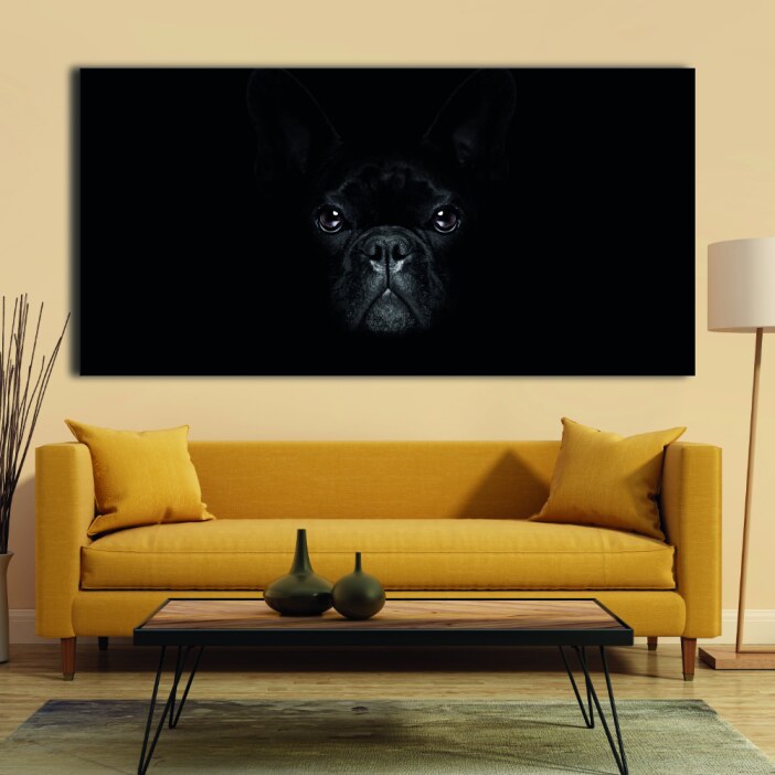 Tableau Bouledogue français dans le noir Tableau Animaux Tableau Chien