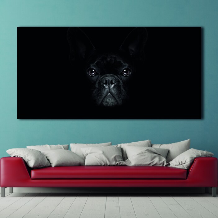 Tableau Bouledogue français dans le noir Tableau Animaux Tableau Chien