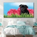 Tableau Carlin dans le jardin Tableau Animaux Tableau Chien taille: XXS