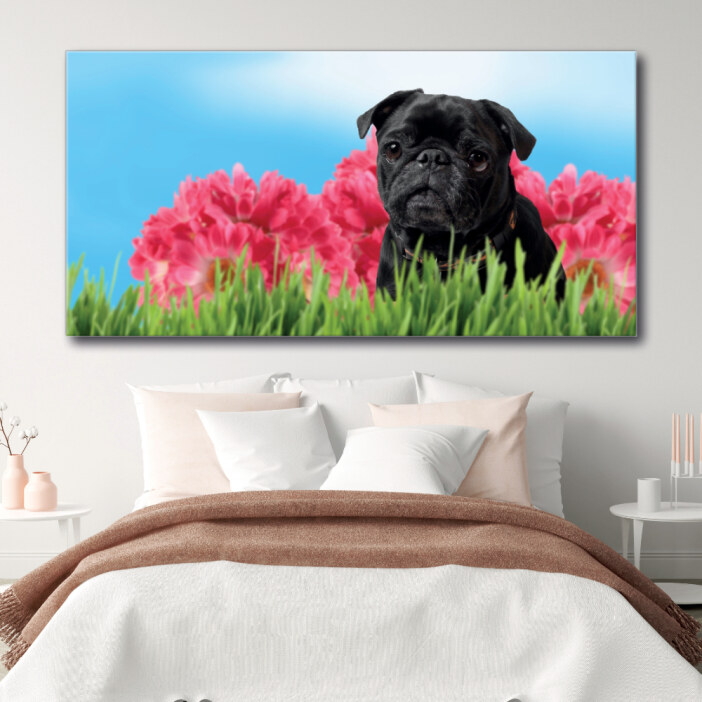 Tableau Carlin dans le jardin Tableau Animaux Tableau Chien