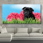 Tableau Carlin dans le jardin Tableau Animaux Tableau Chien