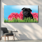 Tableau Carlin dans le jardin Tableau Animaux Tableau Chien