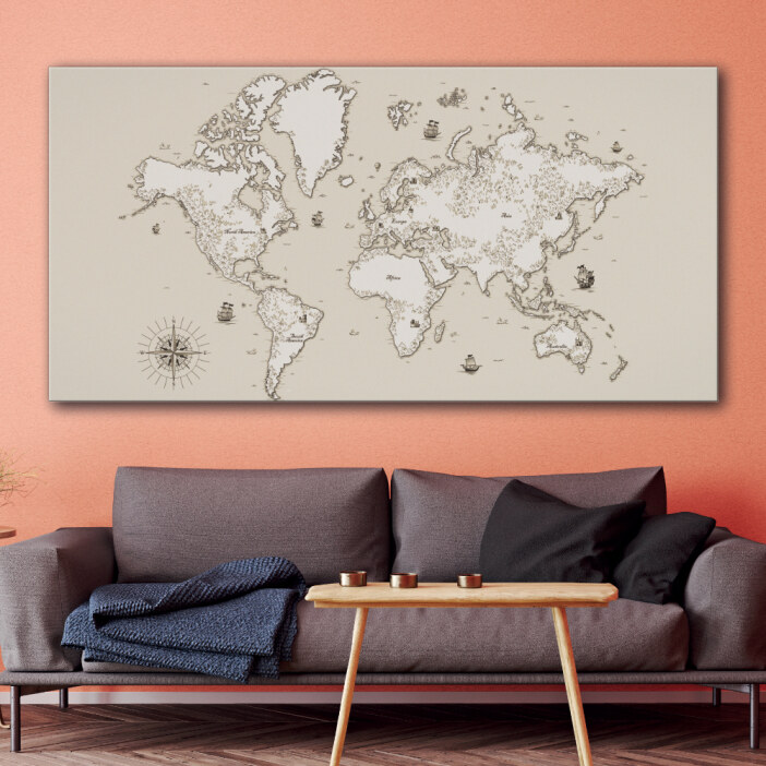 Tableau-Carte-de-decouverte-du-vieux-monde-6 Tableau Carte de découverte du vieux monde Tableau Carte du Monde Tableau Monde