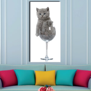 Tableau Chat dans une tasse de vin Tableau Animaux Tableau Chat