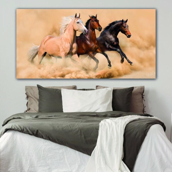 Tableau Chevaux qui courent sur le sable Tableau Animaux Tableau Cheval taille: XXS