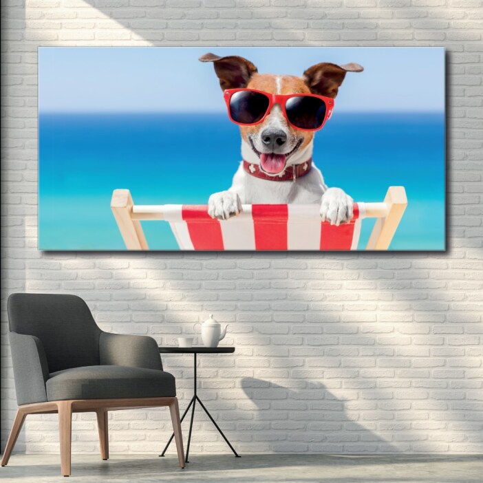 Tableau Chien à la plage Tableau Animaux Tableau Chien taille: XXS