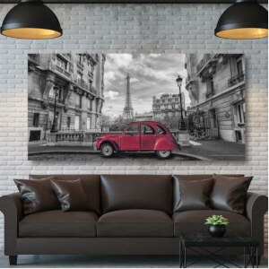 Tableau Coccinelle rouge et la tour Eiffel Tableau Vintage Tableau Paris Tableau Ville taille: XXS