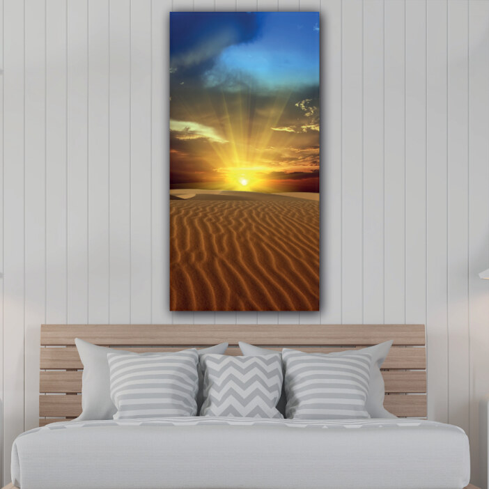 Tableau Coucher de soleil dans le désert vertical Tableau Nature Tableau Paysage