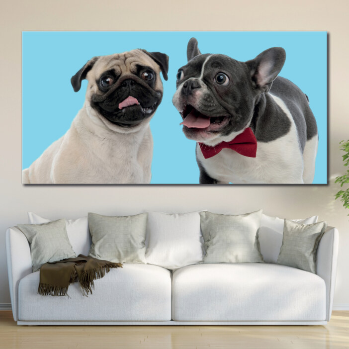 Tableau Deux carlins drôles Tableau Animaux Tableau Chien