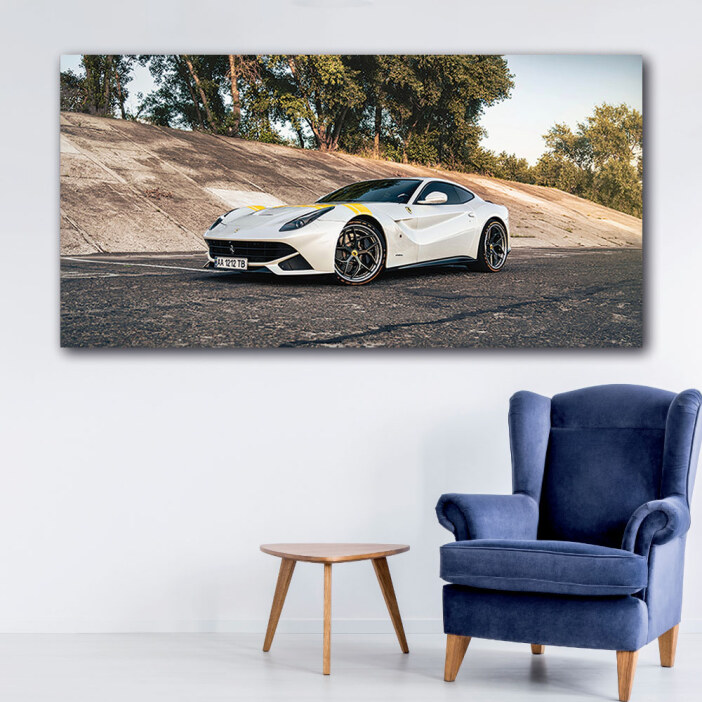 Tableau Ferrari F12 Berlinetta blanche format: Horizontal