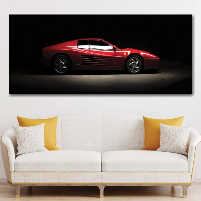 Tableau Ferrari sur fond sombre